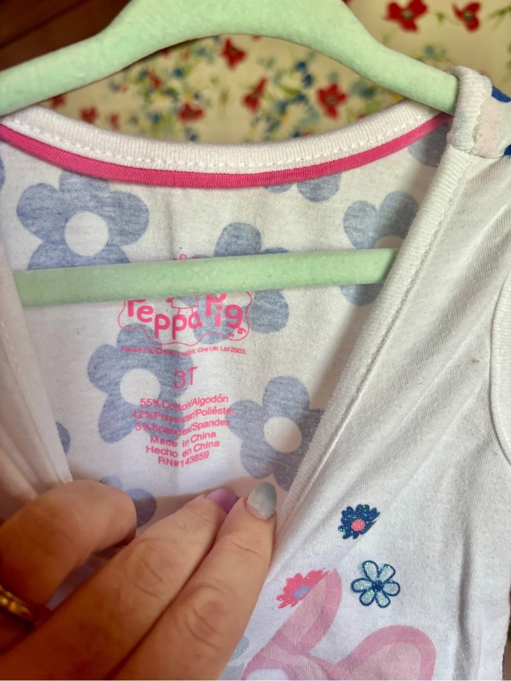 peppa pig girls 3t pink floral tank top & ruffle shorts outfit set